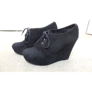 Laced Wedge Booties